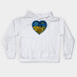 Heart in colors of Ukrainian Flag. Kids Hoodie